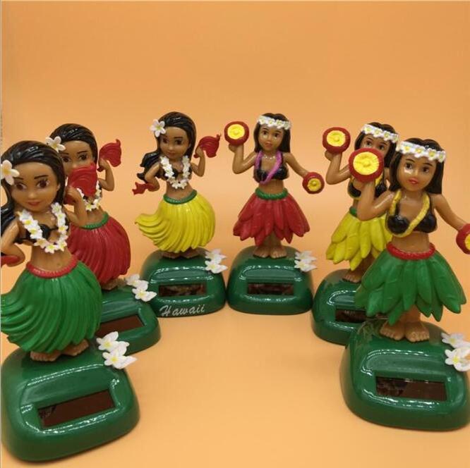 Wholesale Hawaii dancing girl car decoration solar hula girls dashboard figure