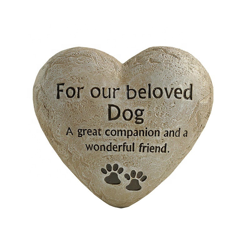 Pet Dog Memorial Stone for Loss of Dog Outdoor, Garden Memory Stepping Stone, Dog Footprint Paw Memorial Heart Stone