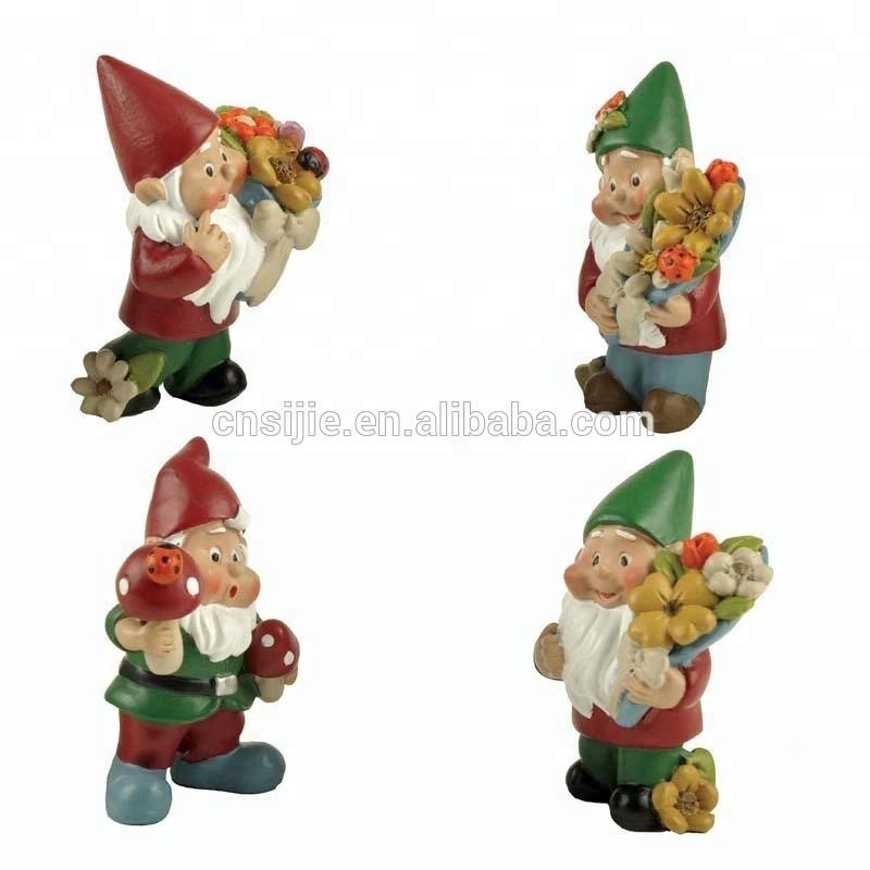 Polyresin funny miniature garden gnomes for garden decorations