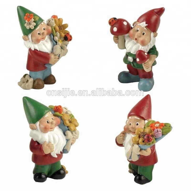 Polyresin funny miniature garden gnomes for garden decorations