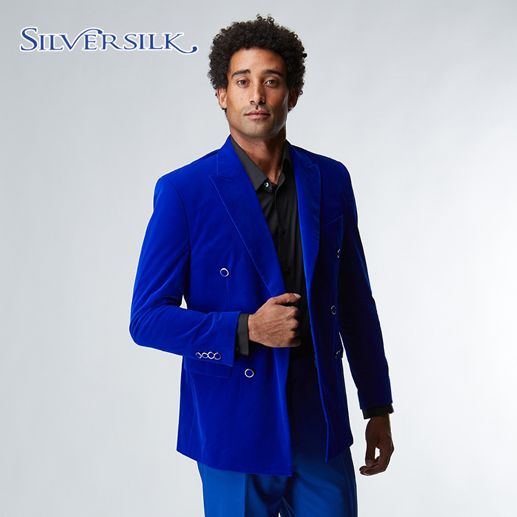 Bespoke custom fashion leisure business suits velour royal blue blazer for men