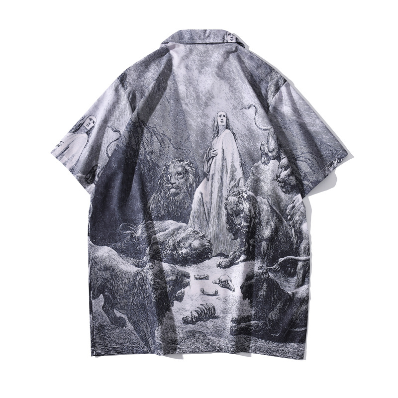 Summer Hawaiian Holiday Hip Hop Funky Shirt For Men, Camisa Tops Casual Printed Men Short Sleeve Shirt