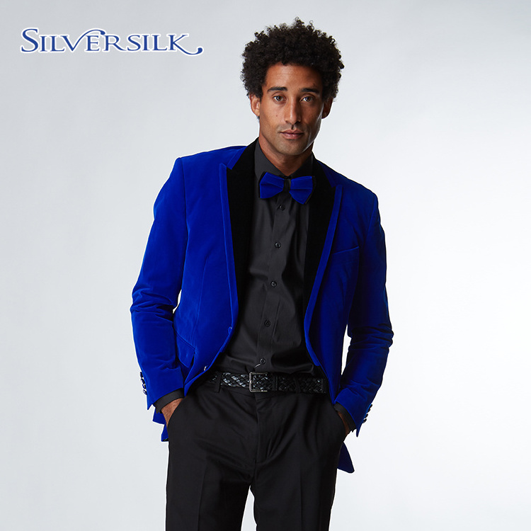 Bespoke custom fashion leisure business suits velour royal blue blazer for men