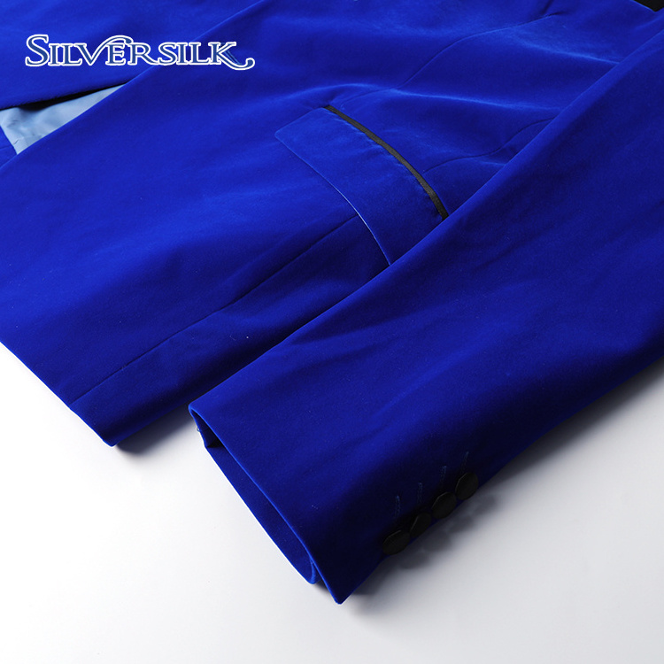 Bespoke custom fashion leisure business suits velour royal blue blazer for men