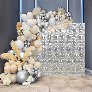 Silver Sequin Backdrop Shimmer Wall Backdrop Disco Shiny Backdrop for Party Wedding Anniversary Birthday Decorations