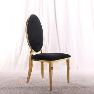 Hotel Banquet Wedding Black Chair Restaurant Electroplated Pattern Back Flower Round Back Chair