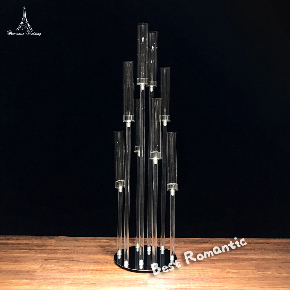 Wedding Candelabras Acrylic Base With Glass Cover Candle Holder Centrepiece For Wedding Party Event Decoration