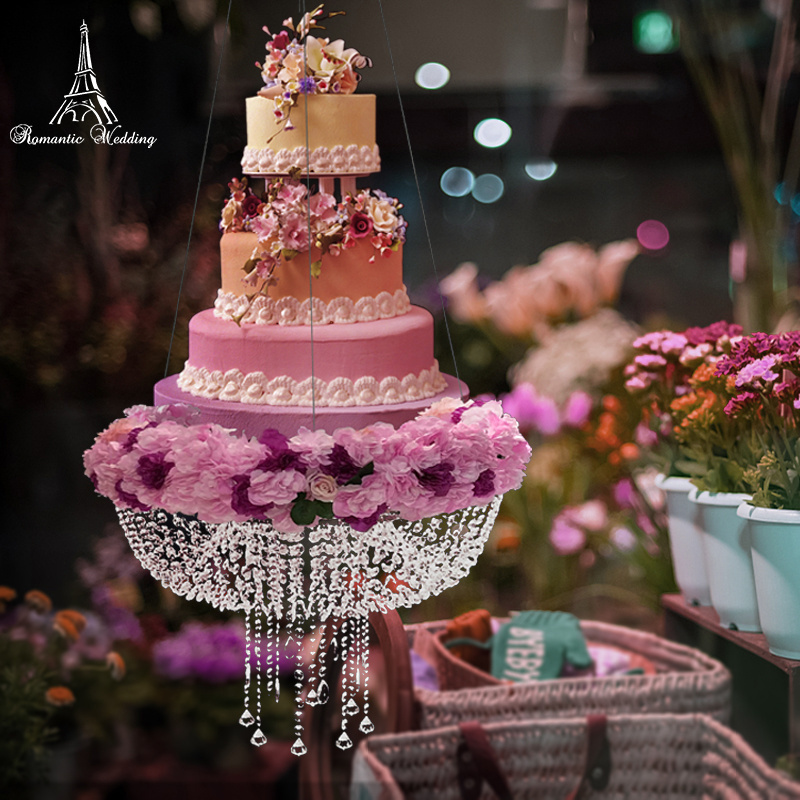 ROMANTIC WEDDING Cake Stand Party Decoration Wedding Faux Crystal Chandelier Style Drape Suspended Cake Swing