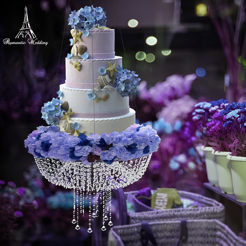 ROMANTIC WEDDING Cake Stand Party Decoration Wedding Faux Crystal Chandelier Style Drape Suspended Cake Swing