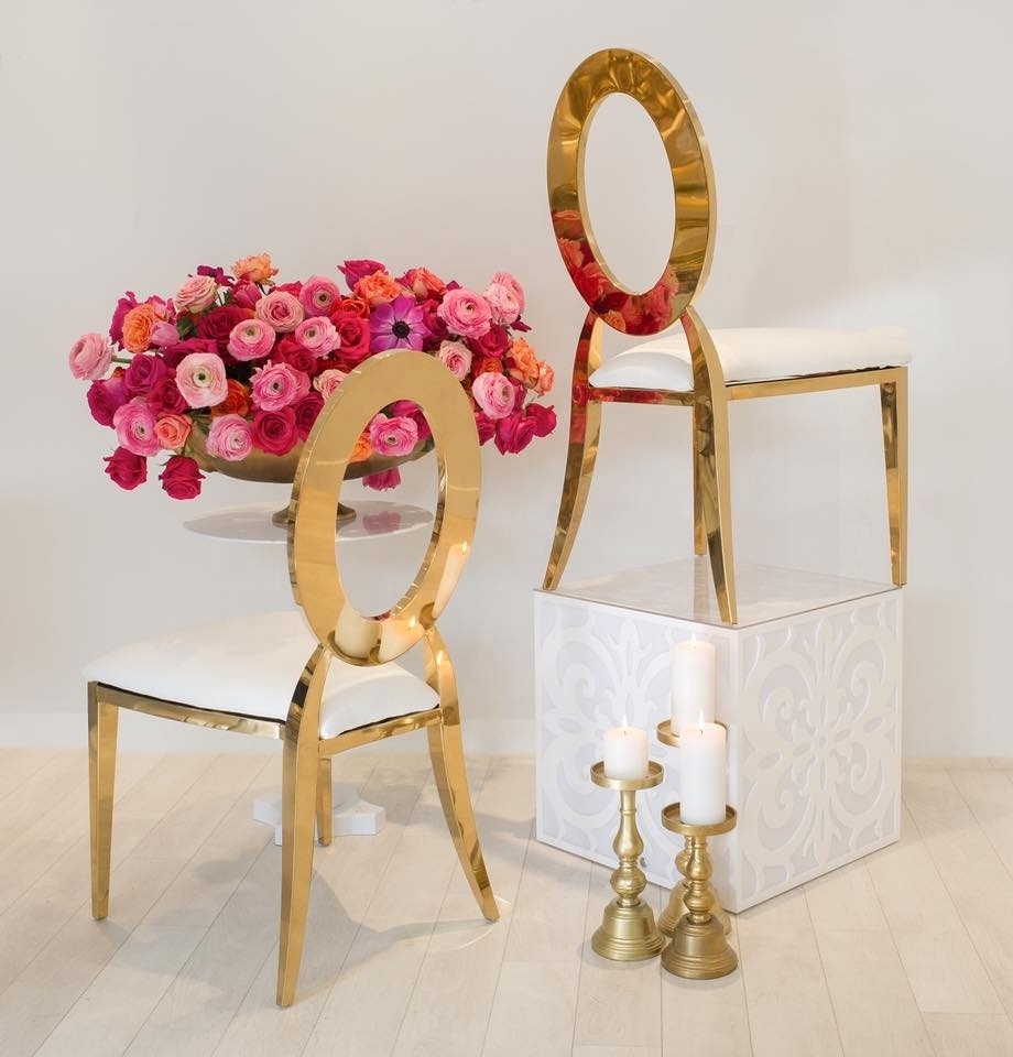 New Design Elegant Gold Stainless Steel Shining Wedding Chiavari Chair