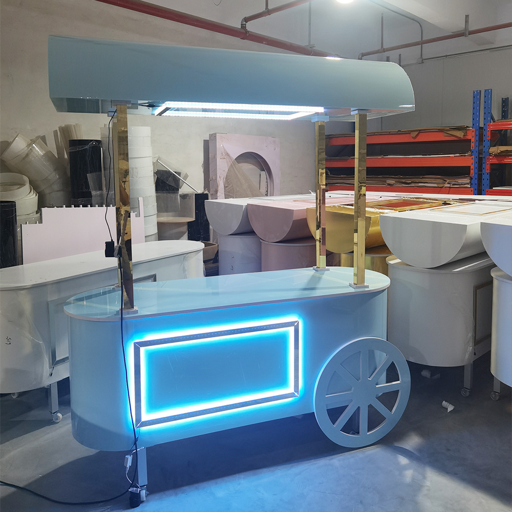 Candy Float Wedding Party Decoration Supplies Mobile Booth Cart Display Counter Cake Vending Cart