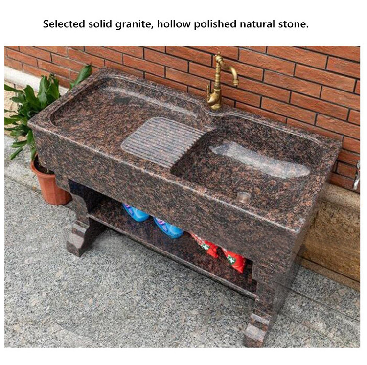 Granite Tan Brown Stone Sink Basins Laundry Basin Stone Bowl Pool Outdoor Garden Mini Washboard