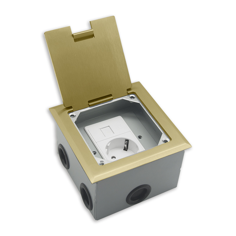 Open Floor Socket with Stainless Steel/Brass Texture Hidden Cover 250v Rated Voltage and 16a Rated Current Floor Socket