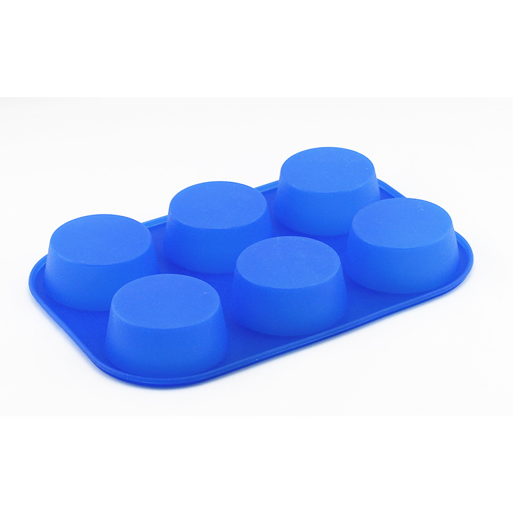 6 holes food grade DIY bakeware tools microwave safty non stick round cake cup mould Muffin pan silicone mold