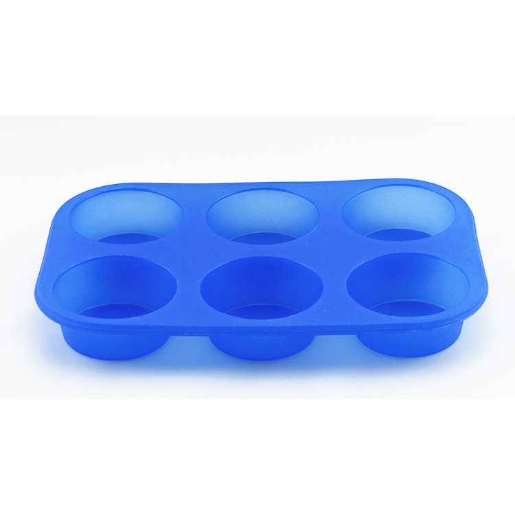 6 holes food grade DIY bakeware tools microwave safty non stick round cake cup mould Muffin pan silicone mold