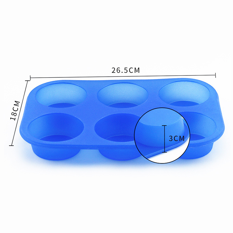 6 holes food grade DIY bakeware tools microwave safty non stick round cake cup mould Muffin pan silicone mold