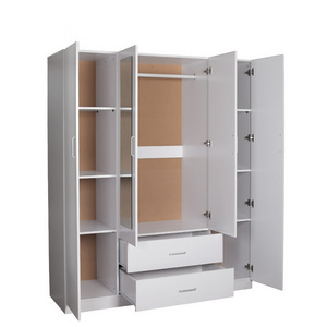 Manufacturer's wholesale price bedroom furniture wooden clothes wall wardrobe cabinet with 4 doors and drawers