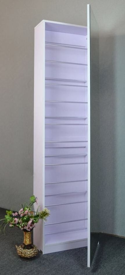 Wood Designs Wall-mounted Mirrored Tall Shoe Cabinet Rack