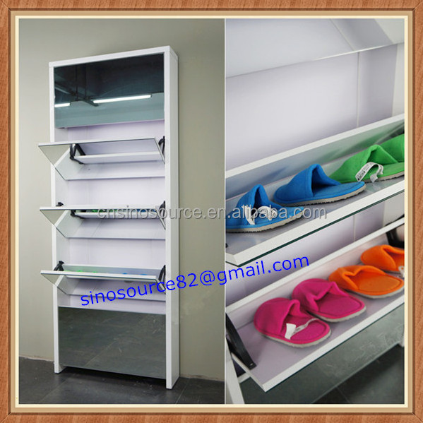 SINO SOURCE Wholesale factory price modern KD shoe cabinet with mirror shoe rack shoe shelf