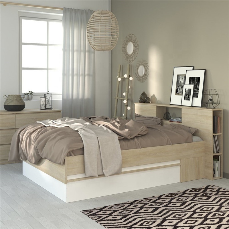 Bedroom Furniture Space Saving Wooden Box Bed Design Luxury Bed with Drawer