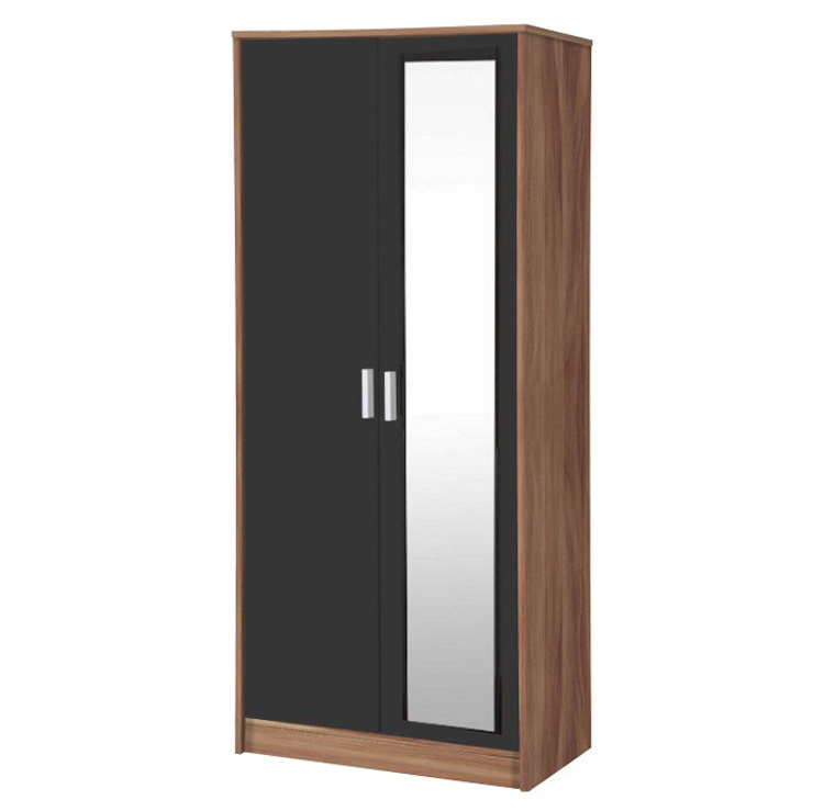 Modern design UV high gloss bedroom 2 doors wardrobe with mirror