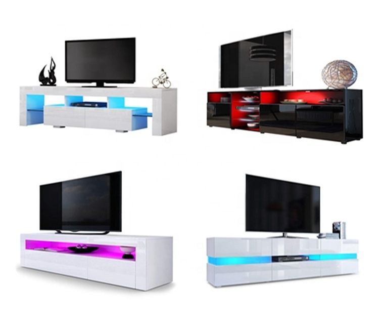 New design modern simple UV High Gloss TV stand LED light TV wall cabinet units designs wood TV cabinet