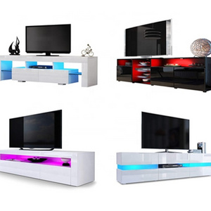 New design modern simple UV High Gloss TV stand LED light TV wall cabinet units designs wood TV cabinet