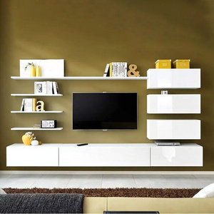 High quality Sales Classic White High Gloss UV Integrated Wall Unit Designs TV Stand TV cabinet