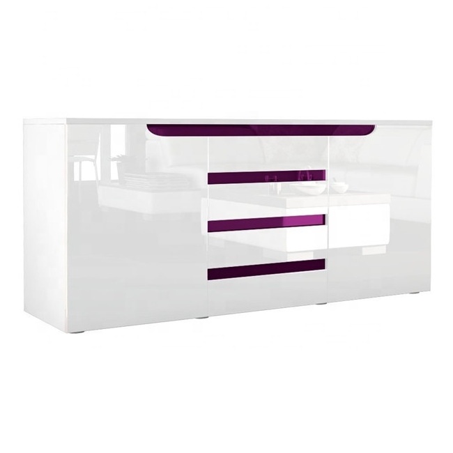 High Gloss Customization White Living Room Cabinets with 2 doors and 4 drawers for kitchen