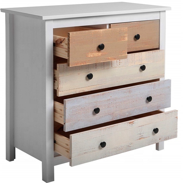 Lowest price modern Wood White and Multicoloured 5 Drawer Chest of Drawers for living room