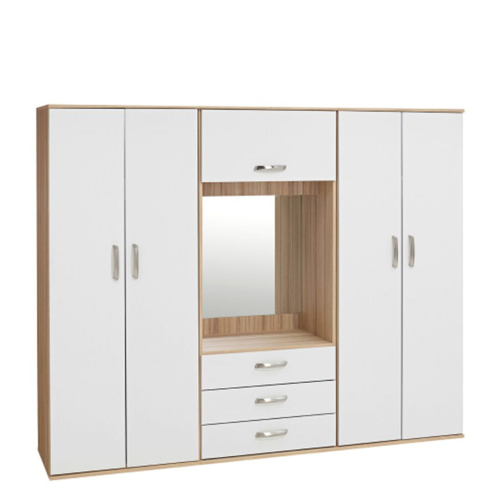 Manufacturer's wholesale price bedroom furniture wooden clothes wall wardrobe cabinet with 4 doors and drawers