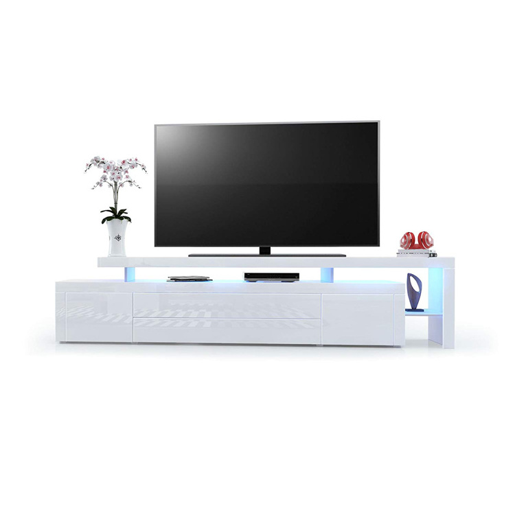 New design modern simple UV High Gloss TV stand LED light TV wall cabinet units designs wood TV cabinet