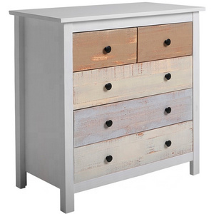 Lowest price modern Wood White and Multicoloured 5 Drawer Chest of Drawers for living room