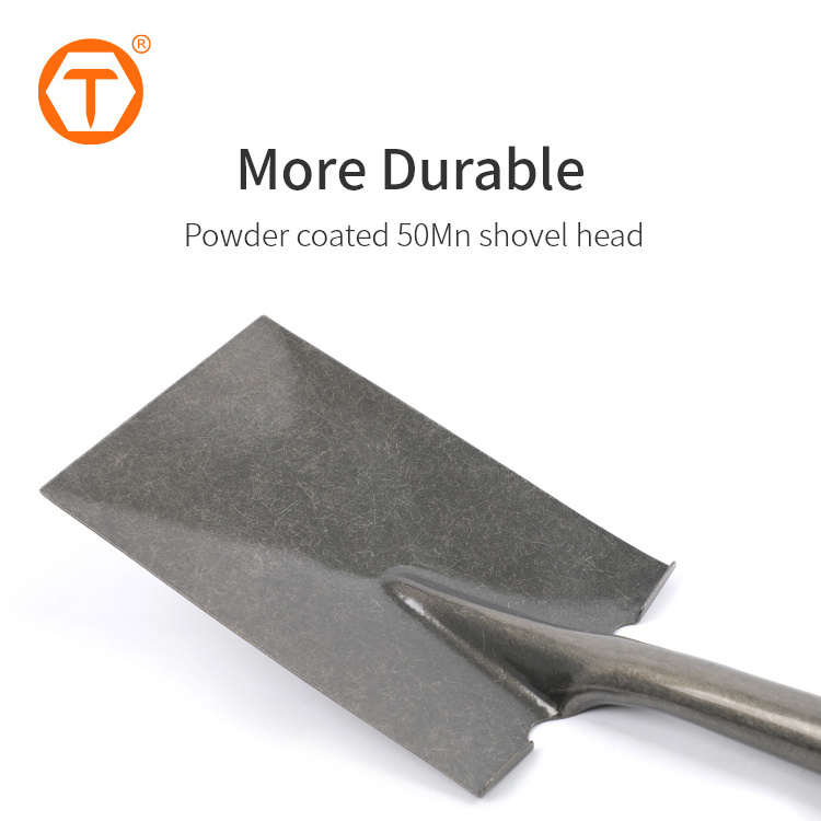 High quality short fiberglass agricultural metal square garden shovel and spade with d-handle