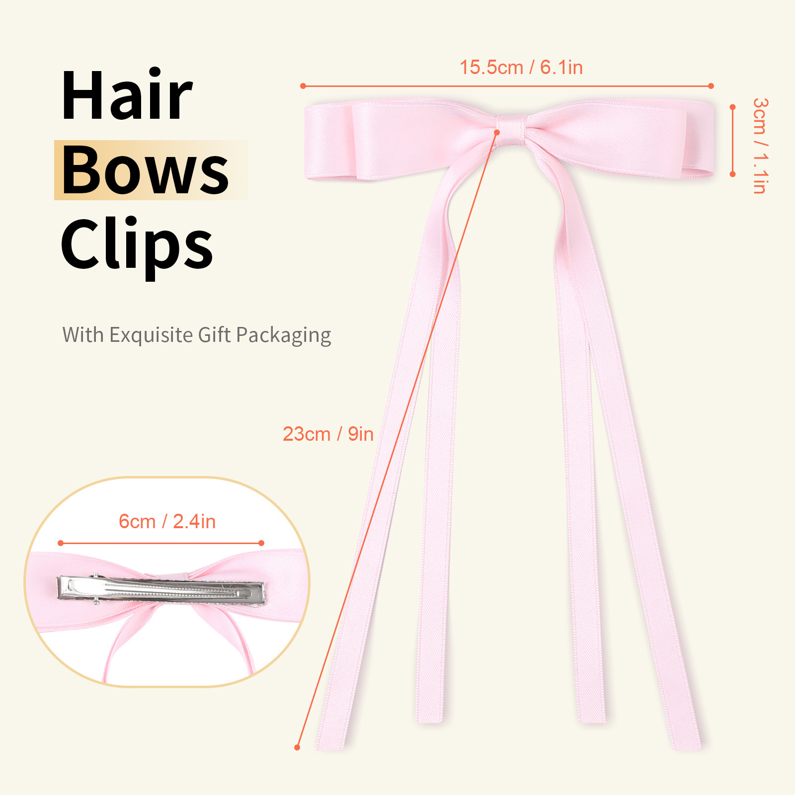 Hot new long ribbon Double bows hairpin Duck Bill hairpin Sweet ladies Elegant hair accessories for girls