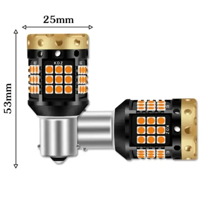 RECHILUX 25w T20 Amber Led Bulb 7440 3030 45smd canbus no errors Turn Lights Stop Backup Bulbs