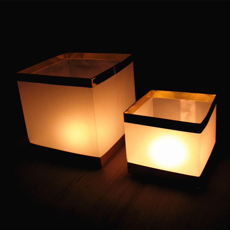 Wholesale Paper Square Water Lamp Gold Customized Color Paper Blessing Wishing River Floating Lamp Lantern With Candle