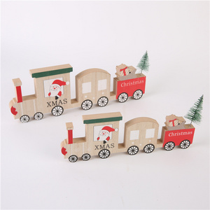 Wholesale Santa Claus Train Decoration Christmas Senta Claus Wood Small Car Decoration