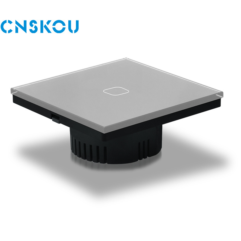 CNSKOU New Design Customized EU 1 Gang 2 Way Single Wire Touch Light Screen Switch Panel