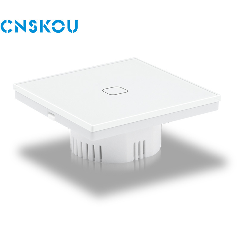 CNSKOU New Design Customized EU 1 Gang 2 Way Single Wire Touch Light Screen Switch Panel