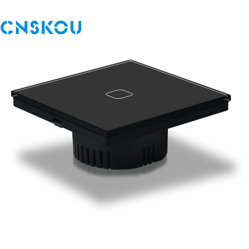 CNSKOU New Design Customized EU 1 Gang 2 Way Single Wire Touch Light Screen Switch Panel