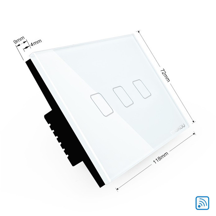 Smart home 3 key RF remote control LED backlight touch light switch