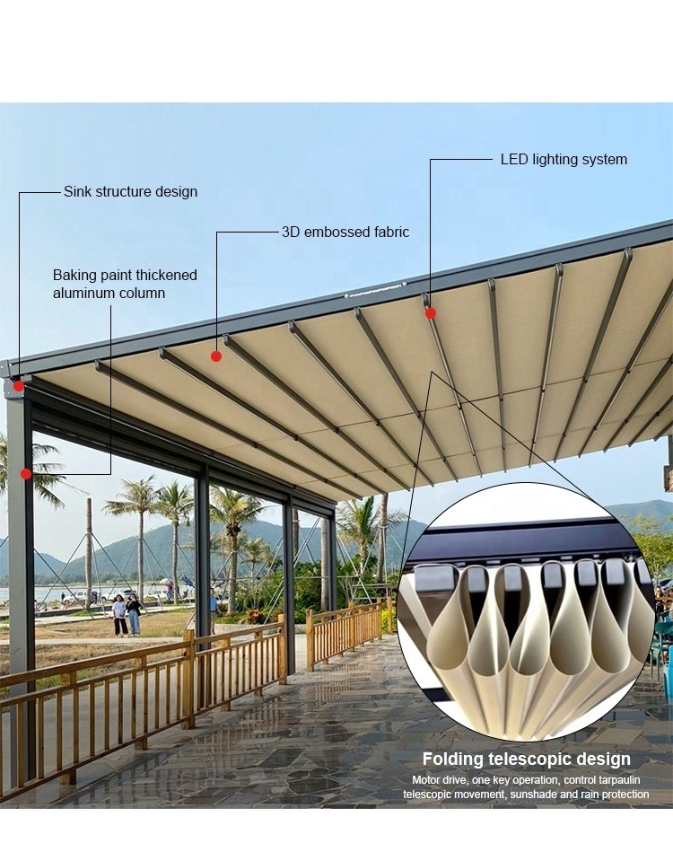 High Strength Aluminium Alloy Waterproof Retractable Awning and Canopies Max