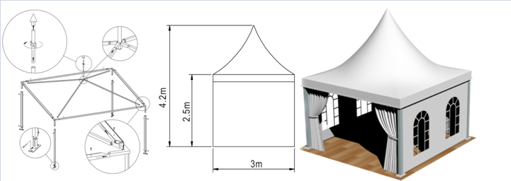 octagon white promoted pagoda tent Sunscreen Pagoda tent with waterproof canopy 3X3 4X4 5X5 10X10