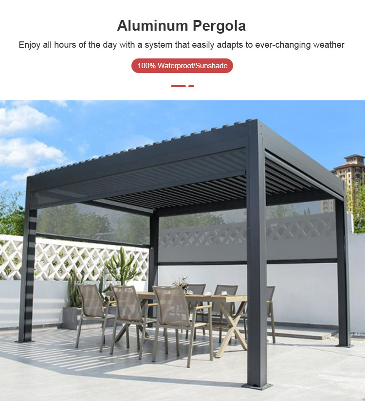 All Season Electric Aluminium Pergola Canopy Garden Pavilion With Adjustable Louvers gazebos pergolas and gazebos outdoor