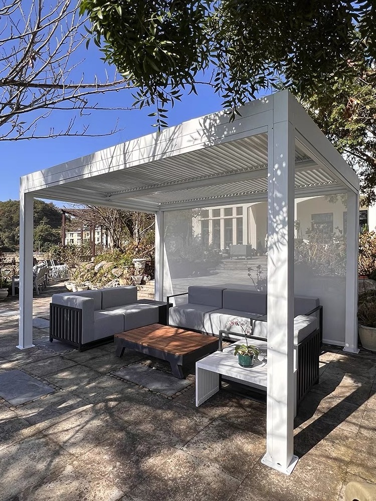 All Season Electric Aluminium Pergola Canopy Garden Pavilion With Adjustable Louvers gazebos pergolas and gazebos outdoor