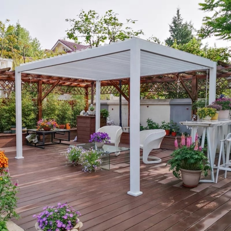 All Season Electric Aluminium Pergola Canopy Garden Pavilion With Adjustable Louvers gazebos pergolas and gazebos outdoor