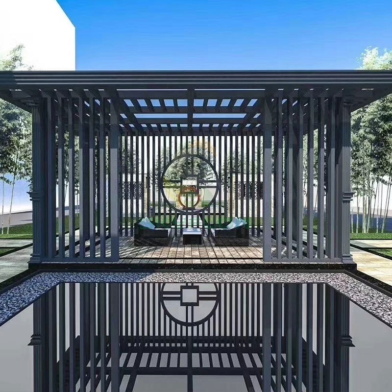 New Chinese style aluminum alloy intelligent pavilion outdoor shading leisure pavilion garden pavilion