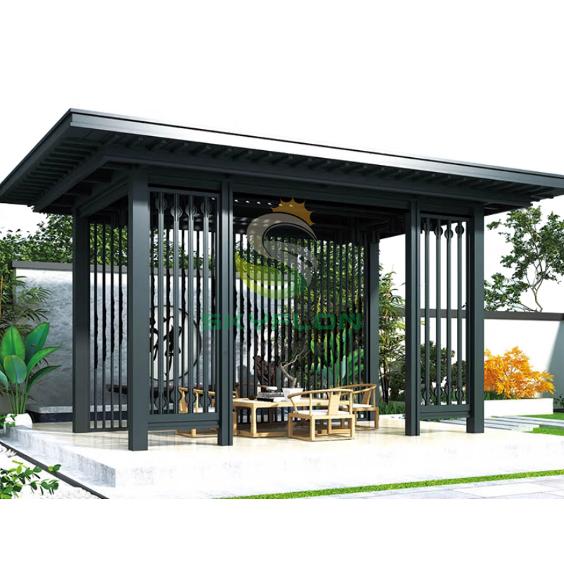 New Chinese style aluminum alloy intelligent pavilion outdoor shading leisure pavilion garden pavilion