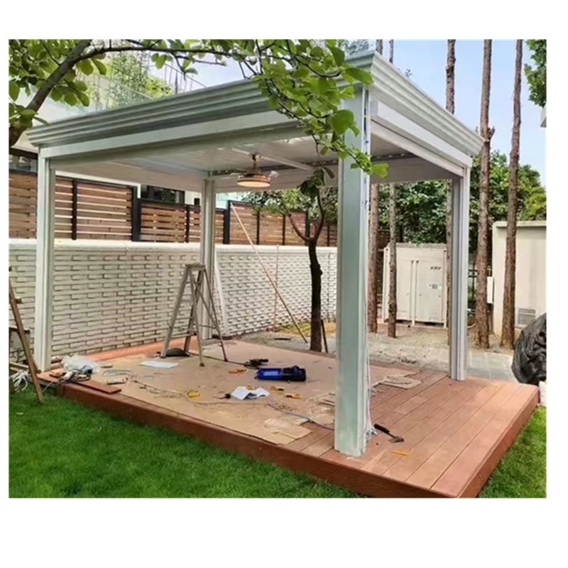 Electric Roof Louver  Outdoor Wall Mounted Metal Gazebo Solar Pergola Covers Bioclimatique Gazebo